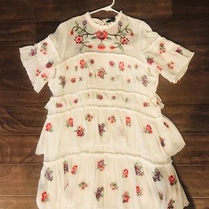Zara white embroidered dress